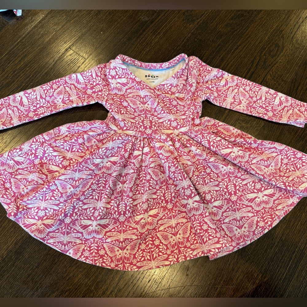 Mini Boden V neck butterfly and dragonfly dress